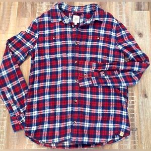 Boys True Craft plaid flannel button down shirt size large
